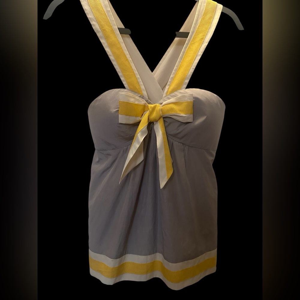Arden B Gray Halter Top with Yellow Bow